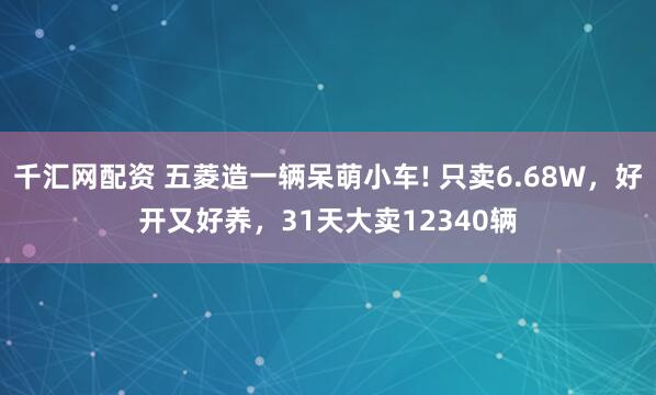 千汇网配资 五菱造一辆呆萌小车! 只卖6.68W，好开又好养，31天大卖12340辆