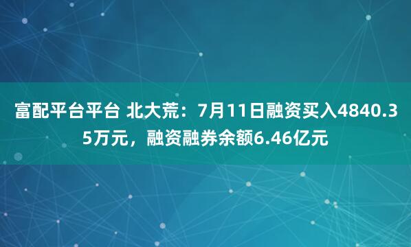 富配平台平台 北大荒：7月11日融资买入4840.35万元，融资融券余额6.46亿元
